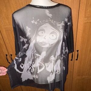 ROMWE The Corpse Bride Oversized Sheer Short Sleeve Top M